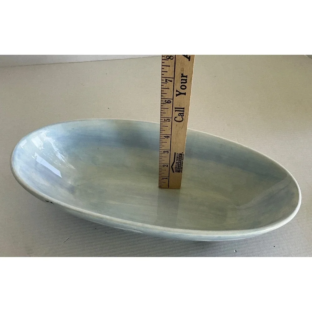 Sakura Nantucket Shoreline Oval Serving Bowl Sailboat Lighthouse Coastal‎ 12.5in
